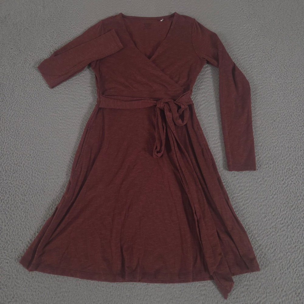 Toad&Co Dress Womens XS Maroon Cue Wrap Organic Cotton Tencel Long Sleeve Soft